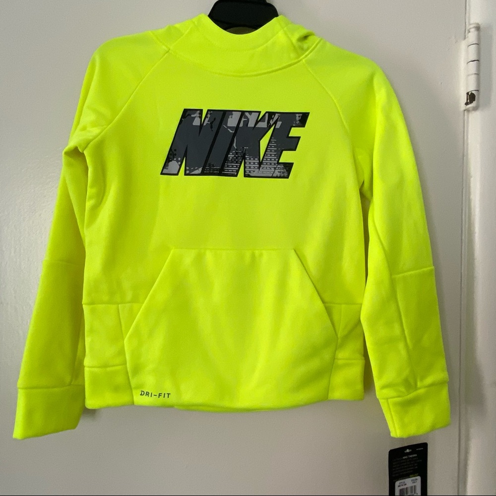 Boys Nike Dri-Fit Therma Volt Yellow Hoodie Size 5
